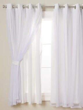 NWT TOWN & COUNTRY LUXE Talia Double Layer Indoor Curtains, Sheer and Room Darke